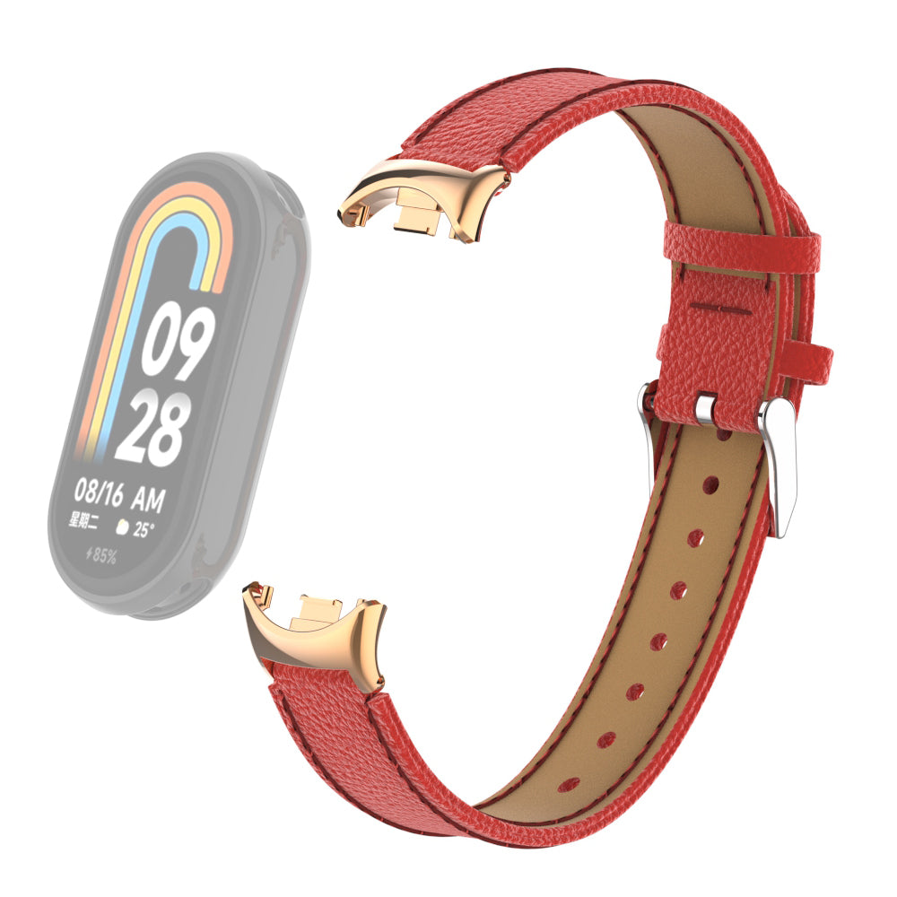 For Xiaomi Smart Band 8 Genuine Cow Leather Watch Band Litchi Texture Watch Strap with Connector For Xiaomi Smart Band 8 Genuine Cow Leather Watch Band Litchi Texture Watch Strap with Connector